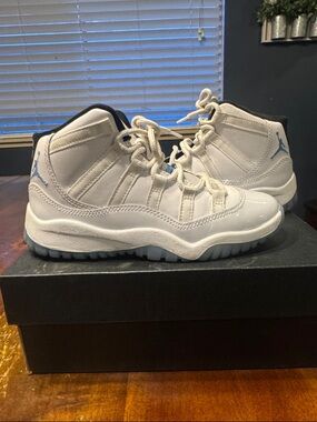 Jordan White and Light Blue High-Top Basketball Sneakers